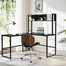 Costway 55'' L-Shaped Desk Corner Computer Desk w/Hutch Black